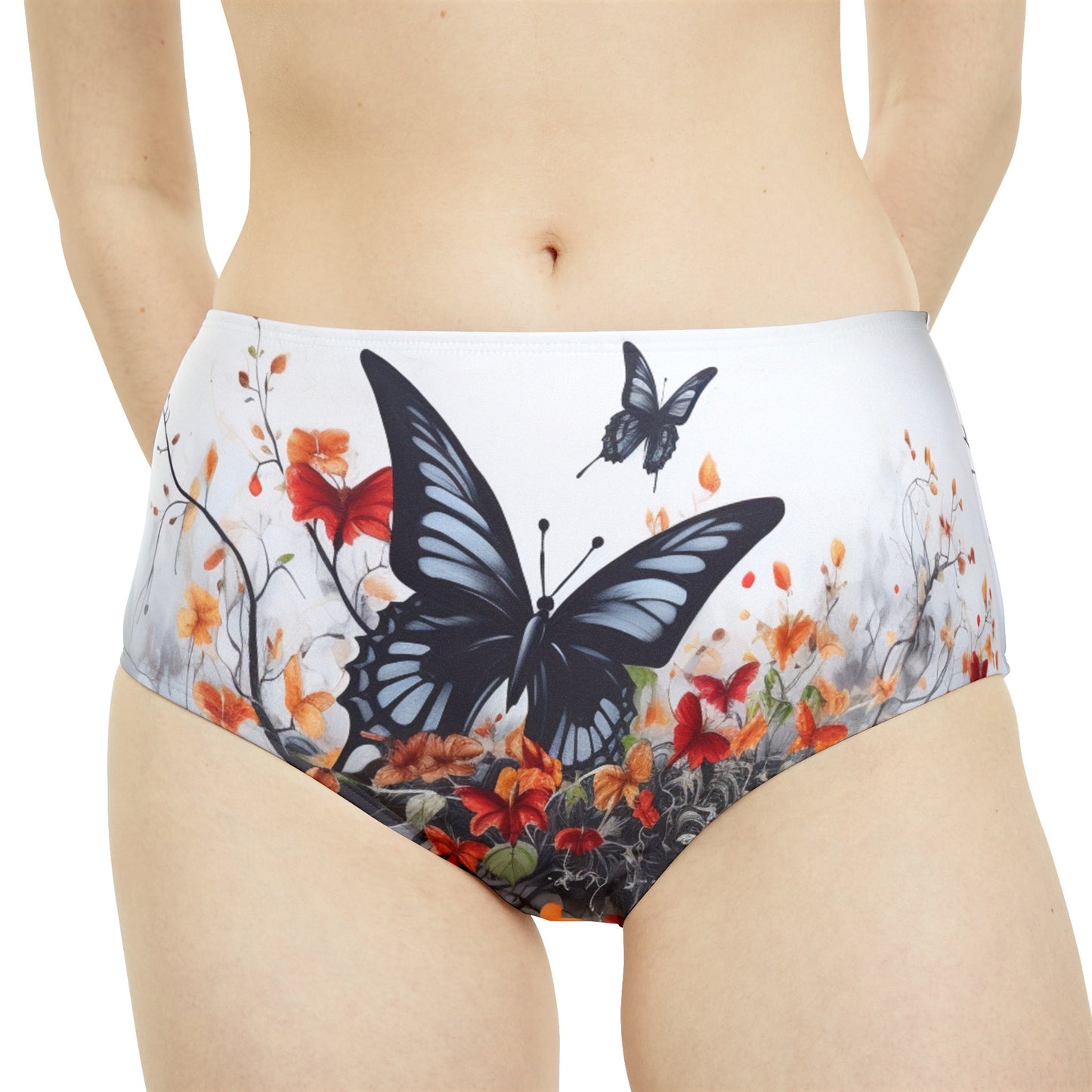 Butterfly High-Waist Hipster Bikini Bottom (AOP)