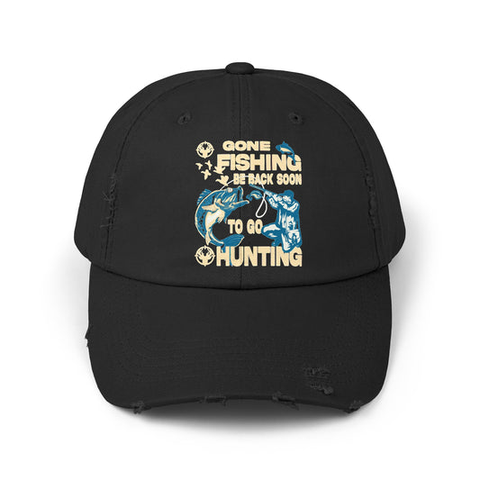 Fishing and Hunting Unisex Distressed Cap