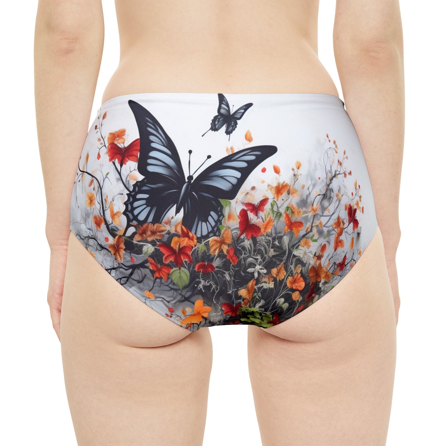 Butterfly High-Waist Hipster Bikini Bottom (AOP)